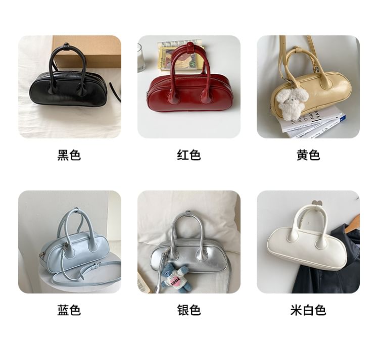 Crossbody Handle Bag Leather Plain Faux Top