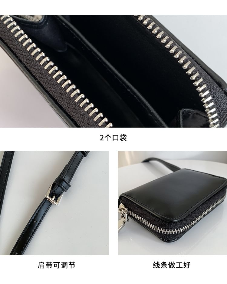 Leather Bag Plain Crossbody Faux