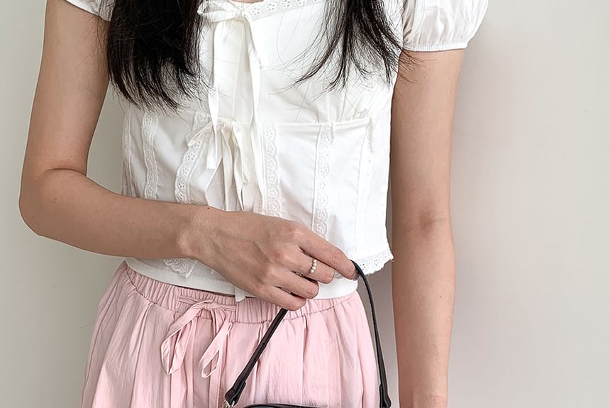 Heart Chain Bag Leather Crossbody Shaped Faux Lace-Up Strap