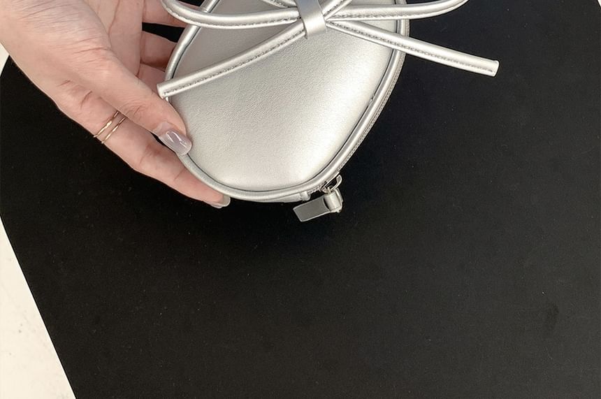 Faux Plain Bag Crossbody Set: Strap Pearl Charm + Leather