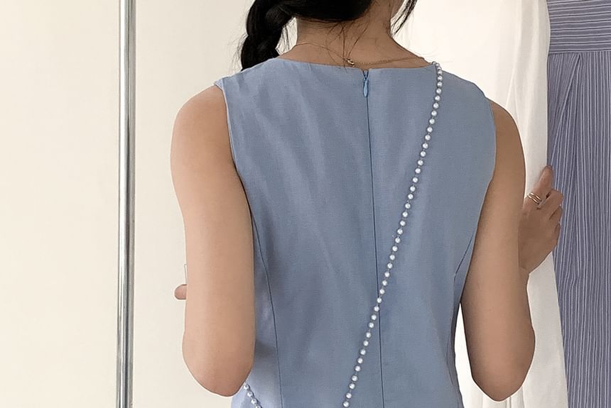 Faux Plain Bag Crossbody Set: Strap Pearl Charm + Leather