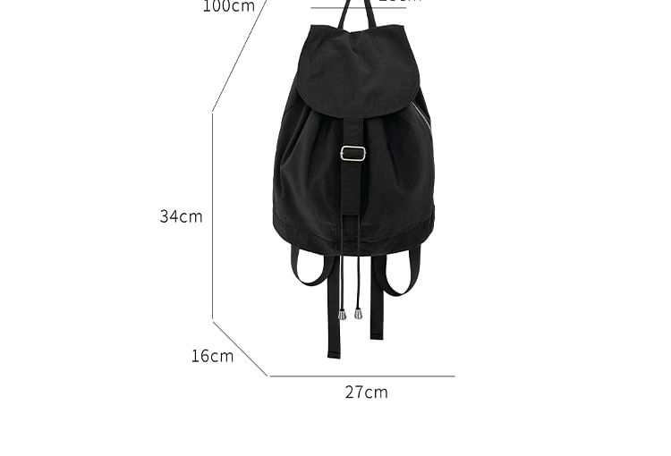 Plain Drawstring Backpack Nylon Flap