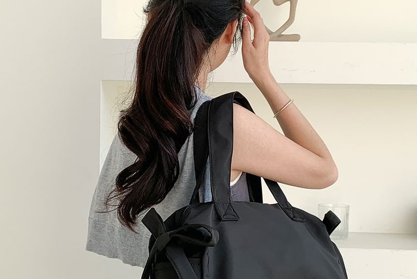 Bag Bow Plain Tote Accent Nylon