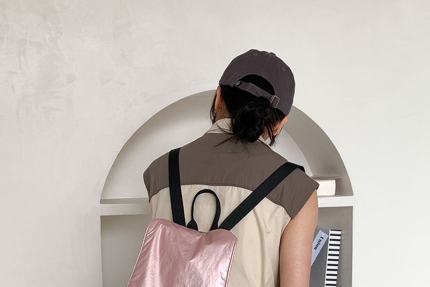 Flap Plain Drawstring Backpack