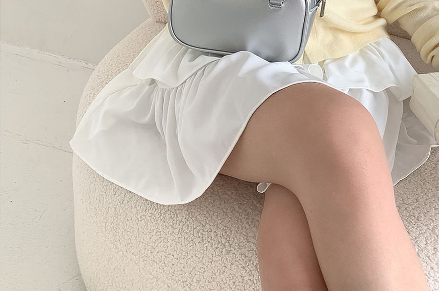 Handle Top Bag Leather Plain Crossbody Faux