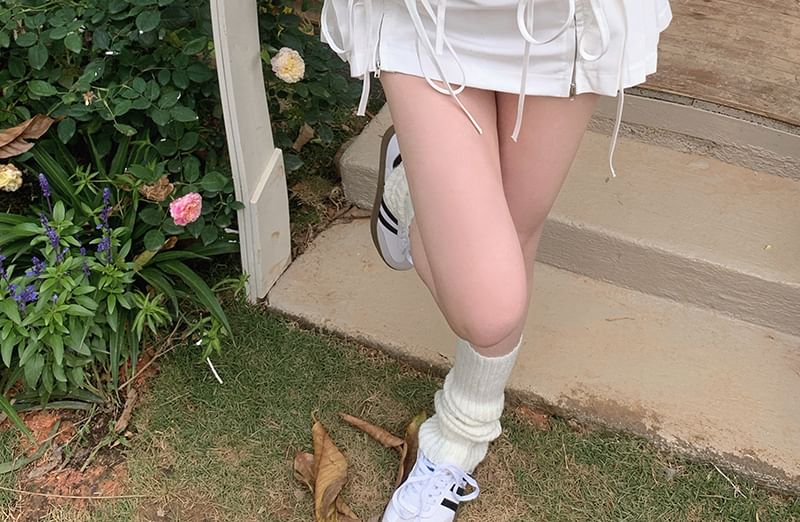 Top A-Line Front Panel Tie Plain Cami Pleated / Ruched High Mini Skirt Rise