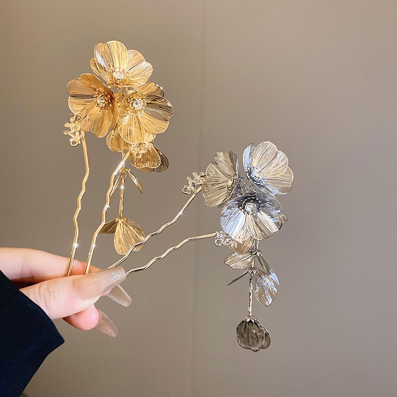 Rhinestone Stick Hair Floral