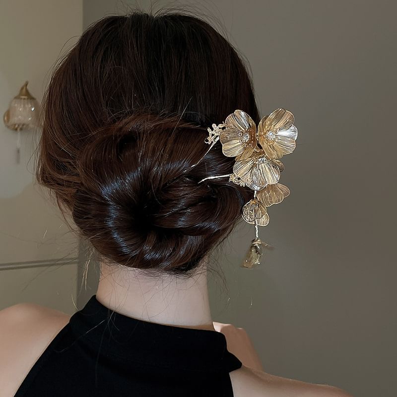 Rhinestone Stick Hair Floral