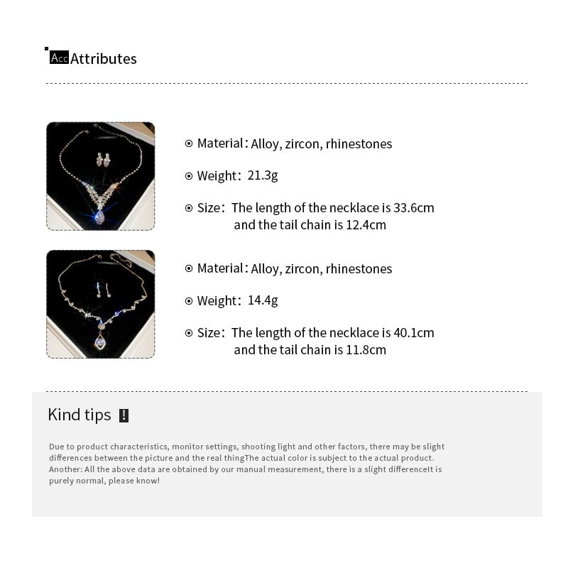 Earring + Rhinestone Drop Set: Necklace