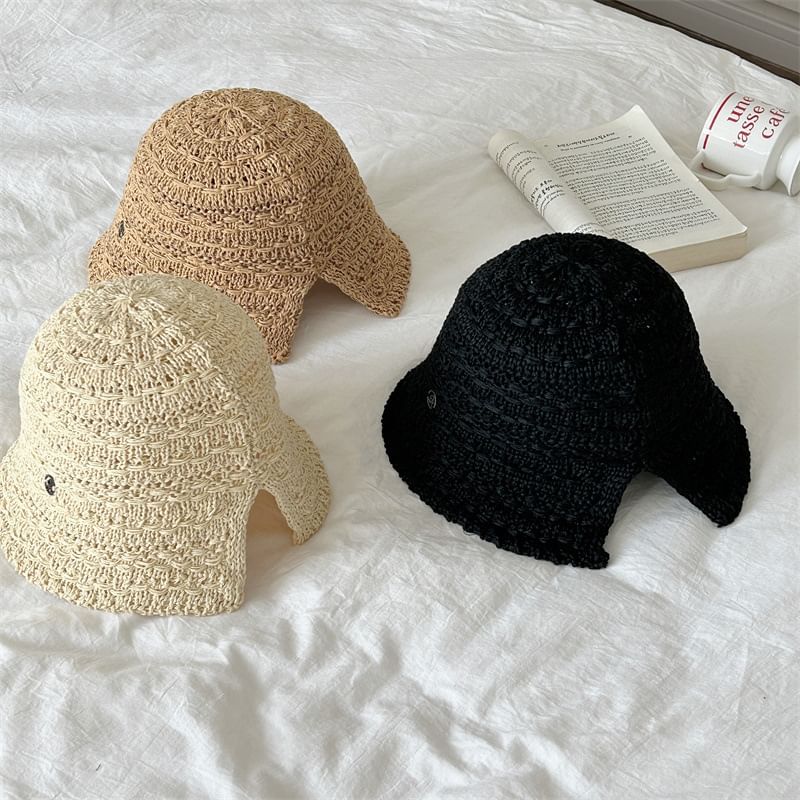 Textured Bucket Hat Wide Brim