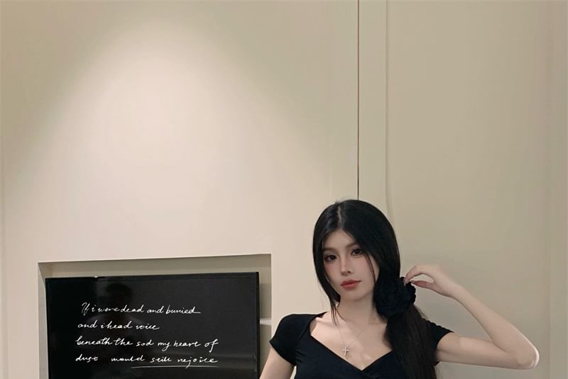 Rise Ruffle Mini Skirt Panel Plain Asymmetrical A-Line Mid