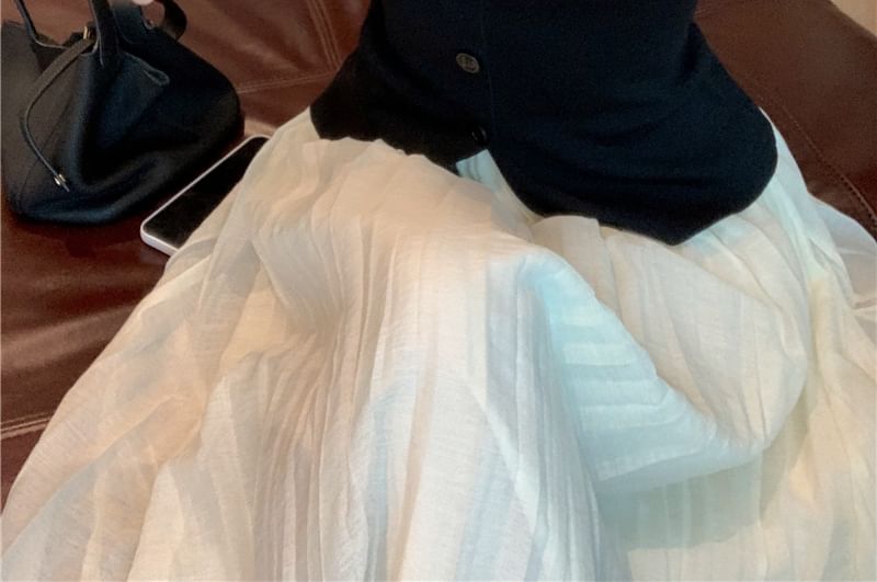 High Button Top Maxi Rise / Tank Skirt A-Line Square Neck Plain