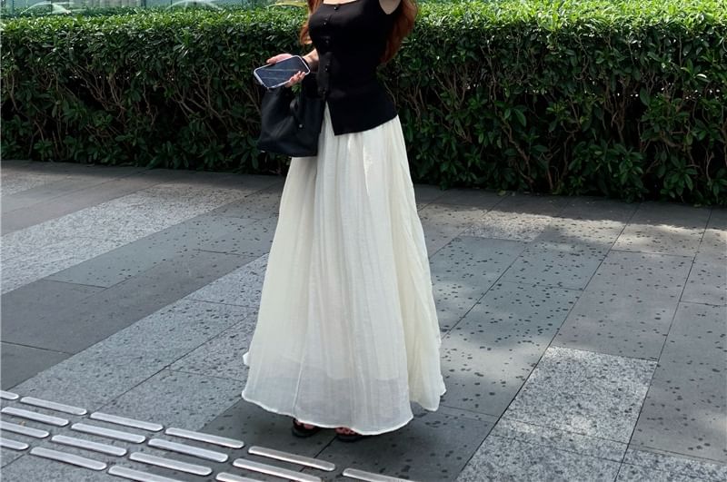 High Button Top Maxi Rise / Tank Skirt A-Line Square Neck Plain