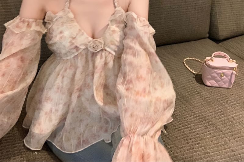Ruffle Halter Floral Top