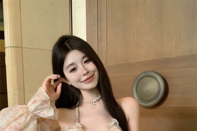 Ruffle Halter Floral Top