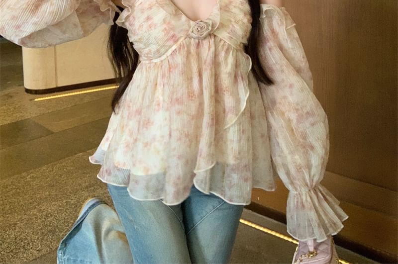 Ruffle Halter Floral Top