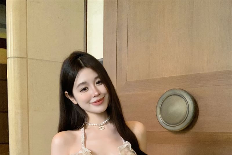 Ruffle Halter Floral Top