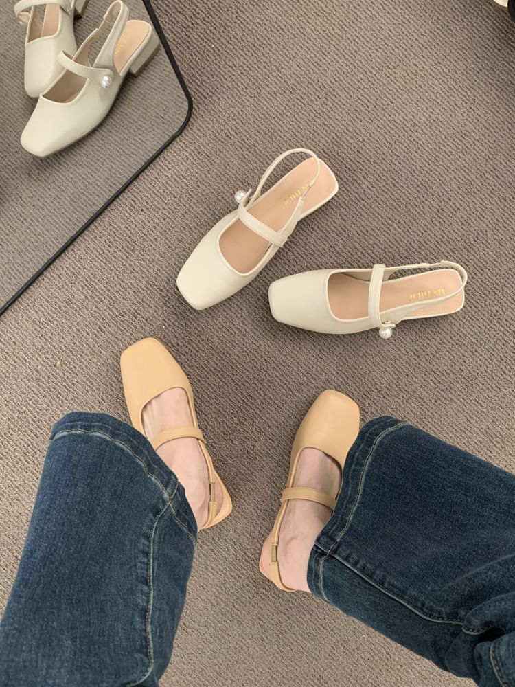 Jane Toe Mary Slingback Shoes Square