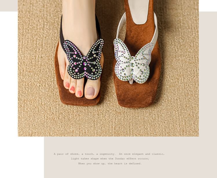 Sandals Wedge Thong Butterfly