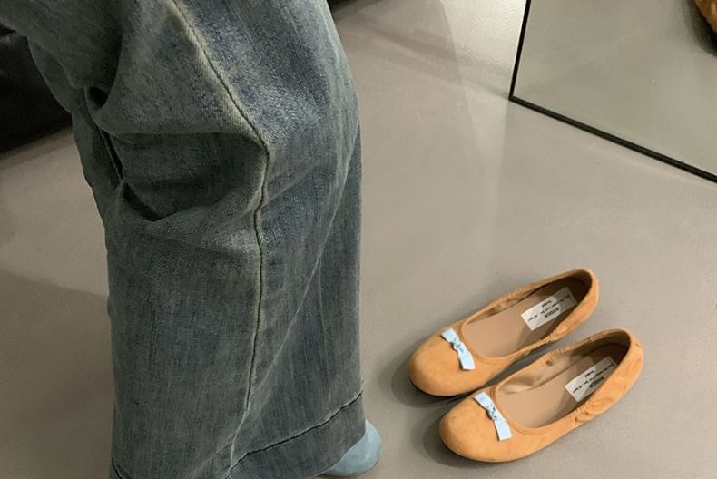 Bow Faux Suede Flats