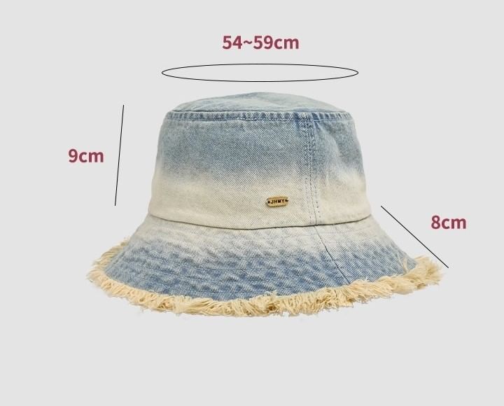 Bucket With Denim Frayed Edge Hat