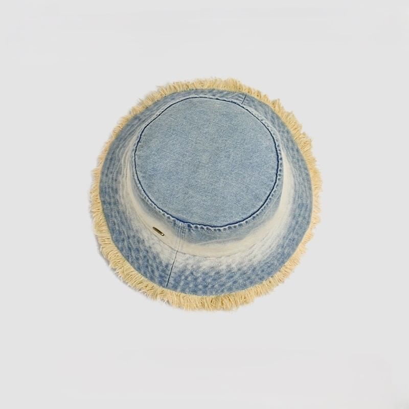 Bucket With Denim Frayed Edge Hat