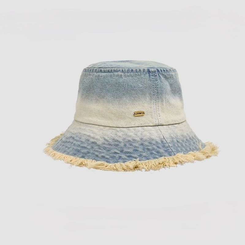 Bucket With Denim Frayed Edge Hat