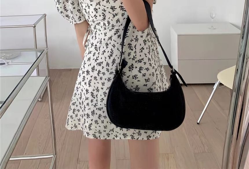 Short Sleeve Floral Print Square Neck Cut
