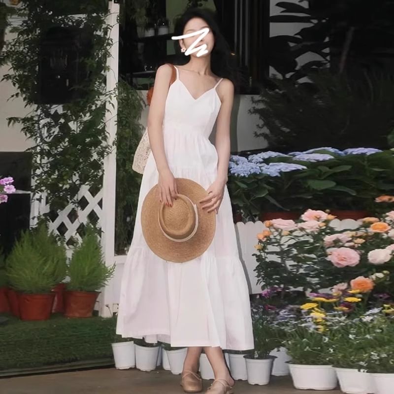 Scoop Neck Sleeveless Solid Ruched Tunic Maxi Dress
