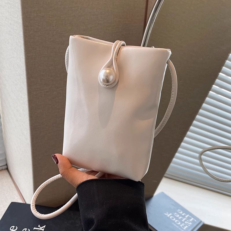 Leather Crossbody Bag Plain Faux