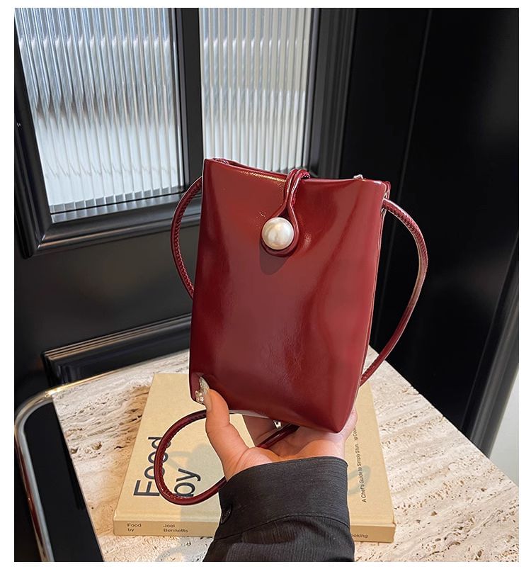 Leather Crossbody Bag Plain Faux