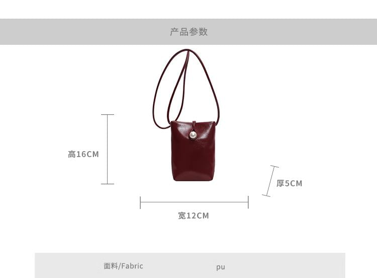 Leather Crossbody Bag Plain Faux