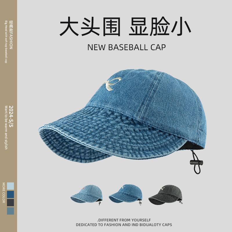 Denim Bow Baseball Embroidered Cap
