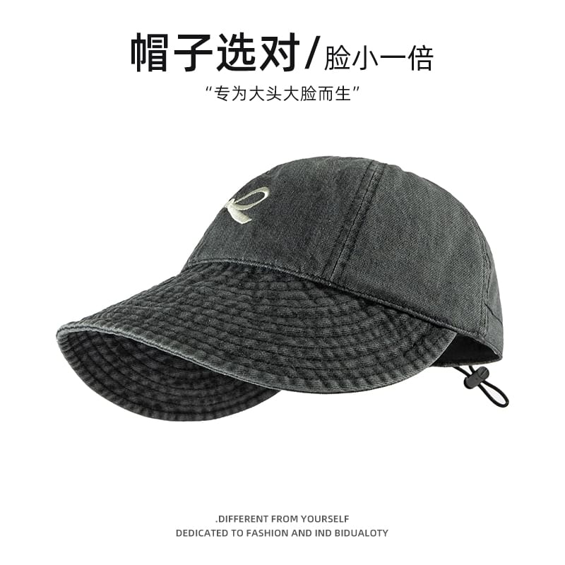 Denim Bow Baseball Embroidered Cap