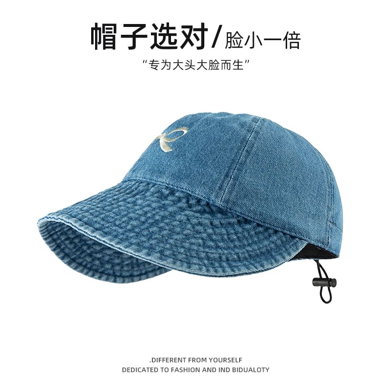 Denim Bow Baseball Embroidered Cap