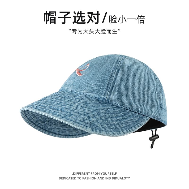 Denim Bow Baseball Embroidered Cap