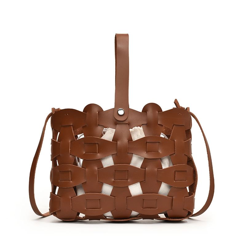 Leather Faux Crossbody Cutout Bag