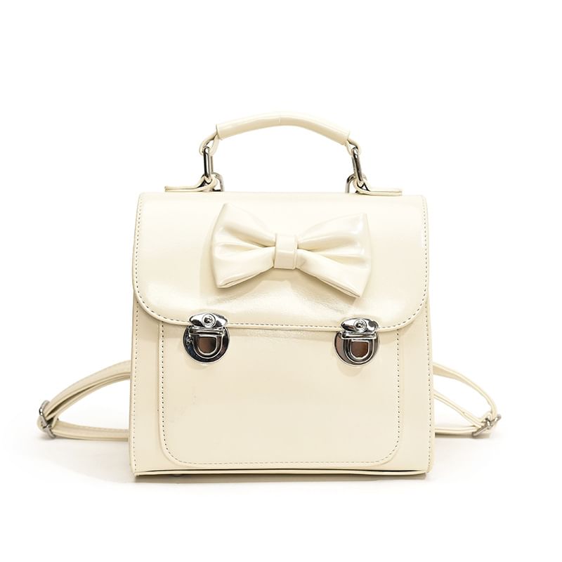 Backpack Bow Faux Flap Leather