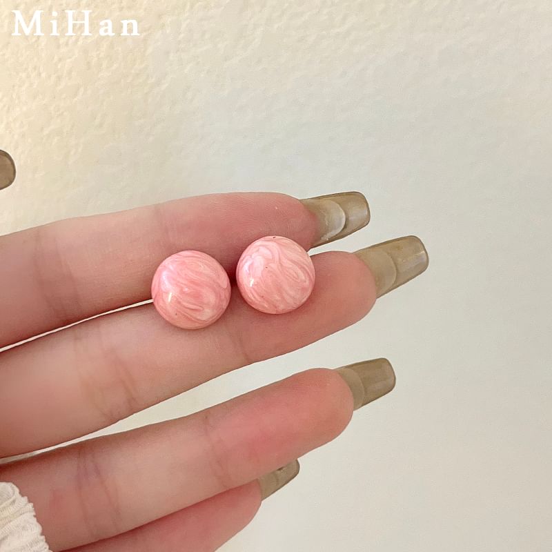 Glaze Stud Bead Earring Alloy