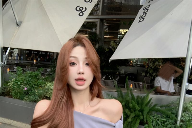 Tie-Up One Shoulder Dress Plain Sleeveless Sheath Mini