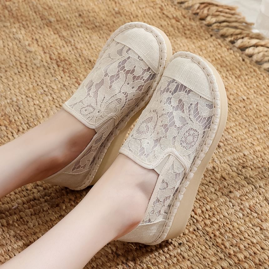 Wedge-Heel Lace Slip-Ons