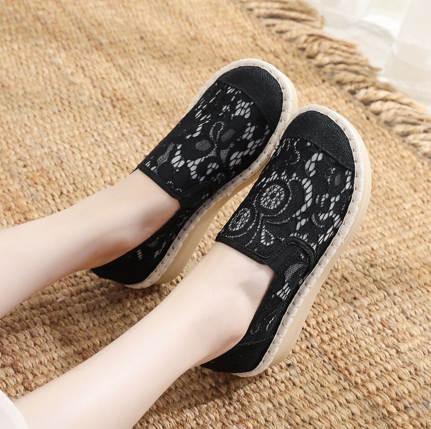 Wedge-Heel Lace Slip-Ons