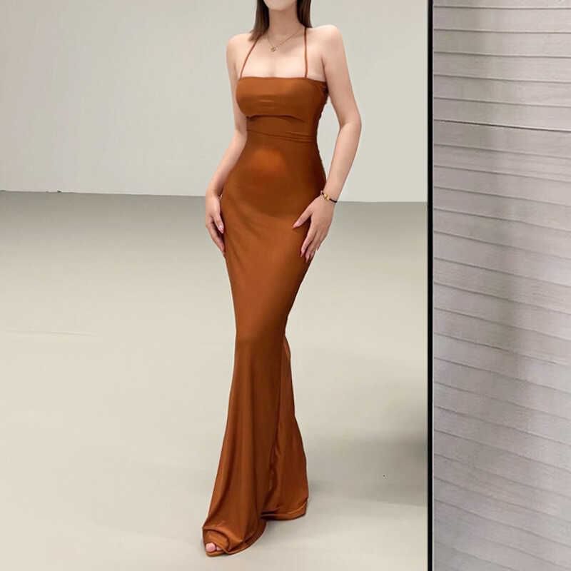Halter Neck Open Back Maxi Mermaid Dress