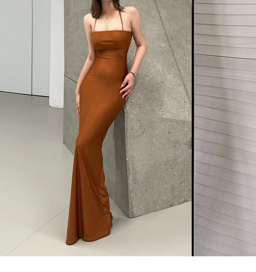 Halter Neck Open Back Maxi Mermaid Dress
