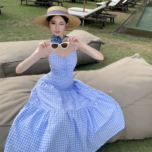 Spaghetti Strap Solid Mermaid Maxi Dress