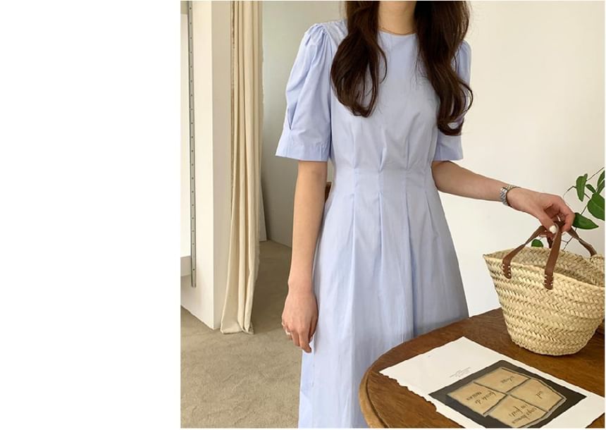 V-Neck Short-Sleeve Solid Wrap Sheath Maxi Dress