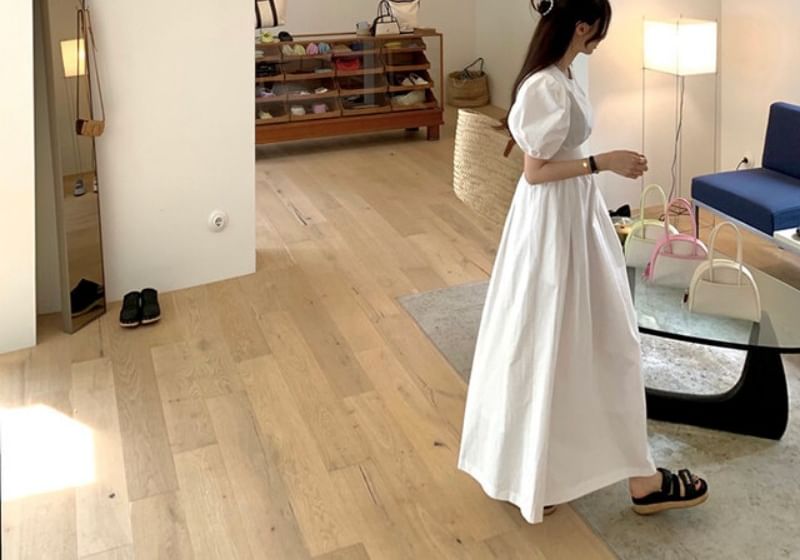 Sleeveless Solid Open Back Sundress Maxi