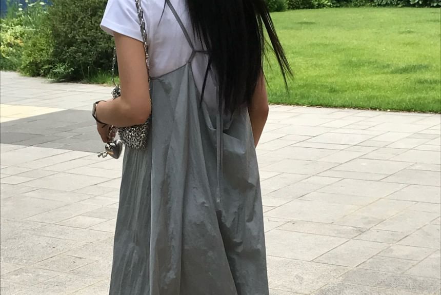 Zip Front Maxi Dungaree Dress with Pockets