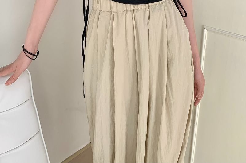 Drawstring Short-Sleeve Notch Plain Neck Waist Tee