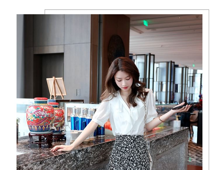 Floral Skirt A-Line Waist Midi Elastic Print